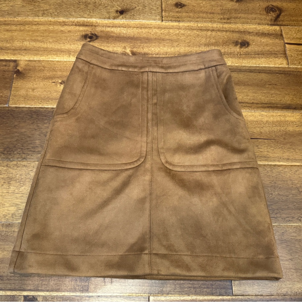 LOFT Brown Suede A-Line Skirt